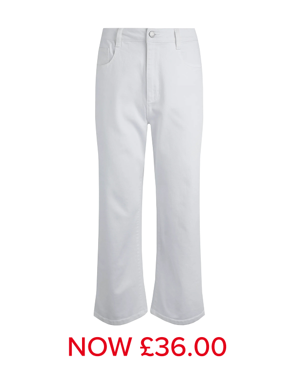 Soulina Wide Leg Cropped Denim Jeans White