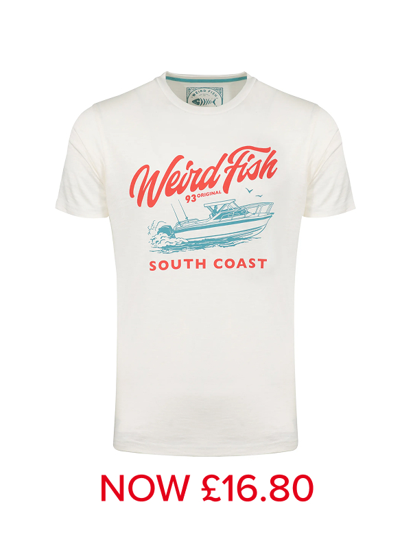 South Coast Front Print Graphic T-Shirt Dusty White