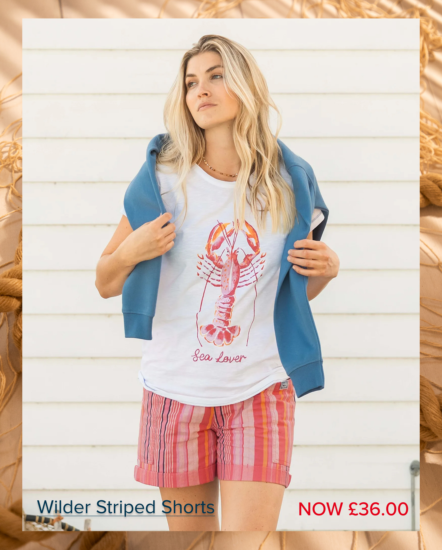Wilder Striped Summer Shorts Flamingo