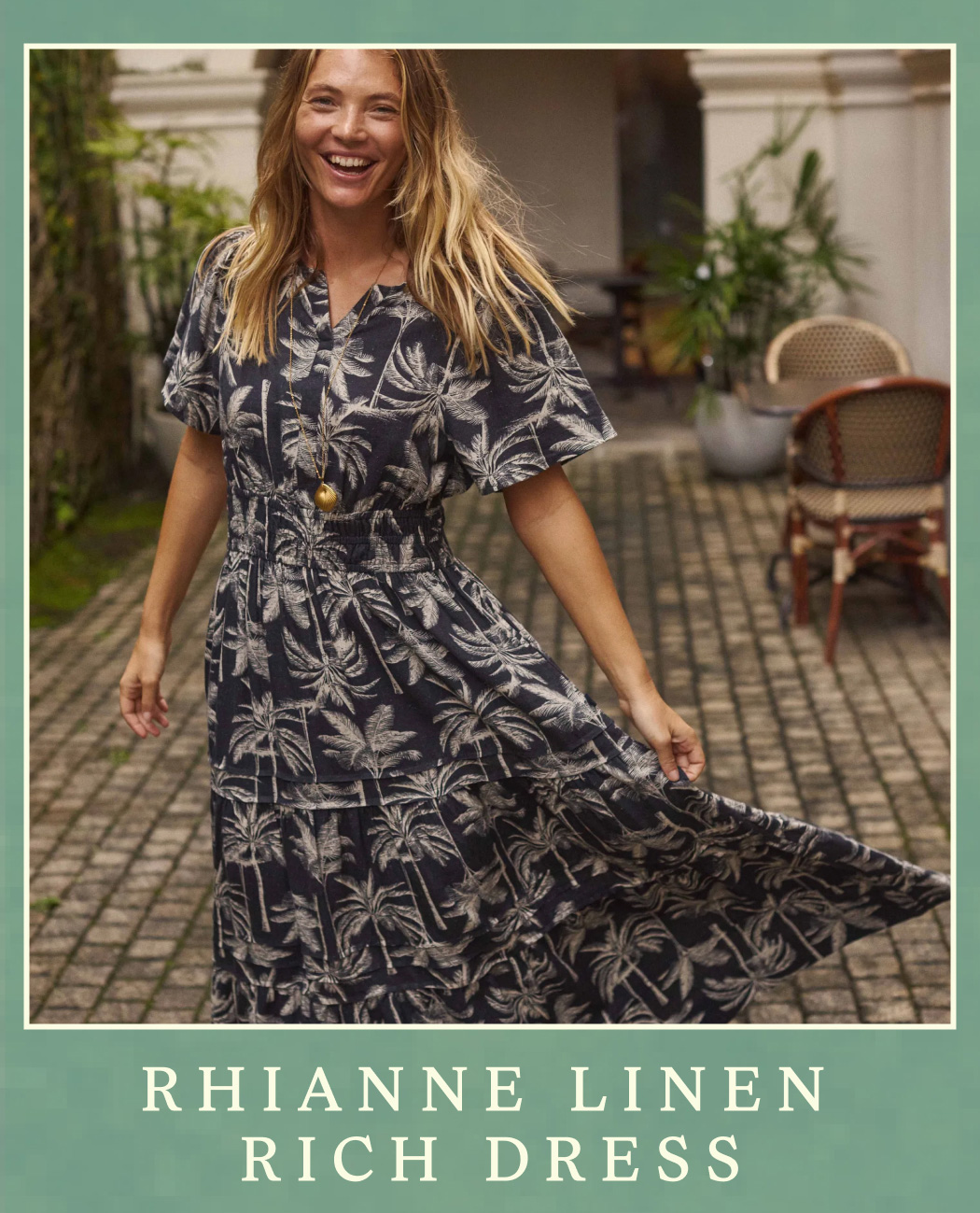 Rhianne Printed Tiered Linen Rich Maxi Dress Black