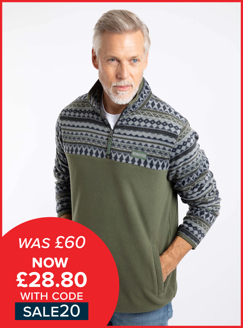 Gilbert 1/4 Zip Printed Microfleece Basil