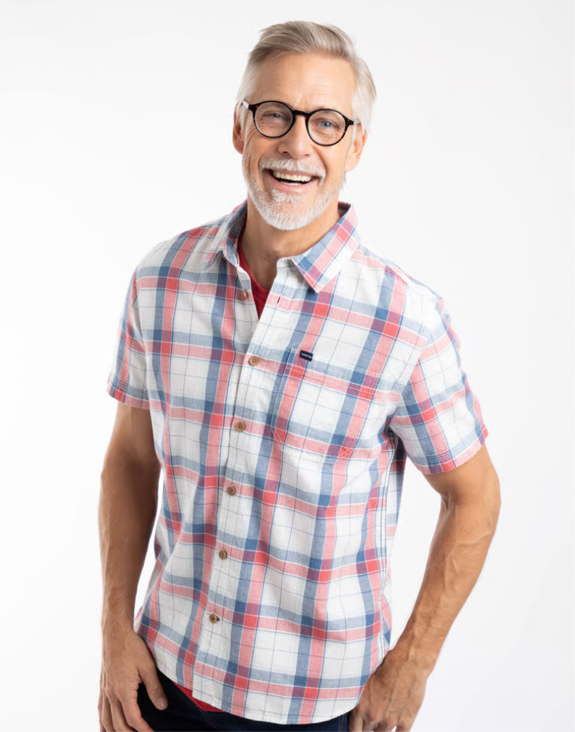 Angeles Short Sleeve Check Shirt White