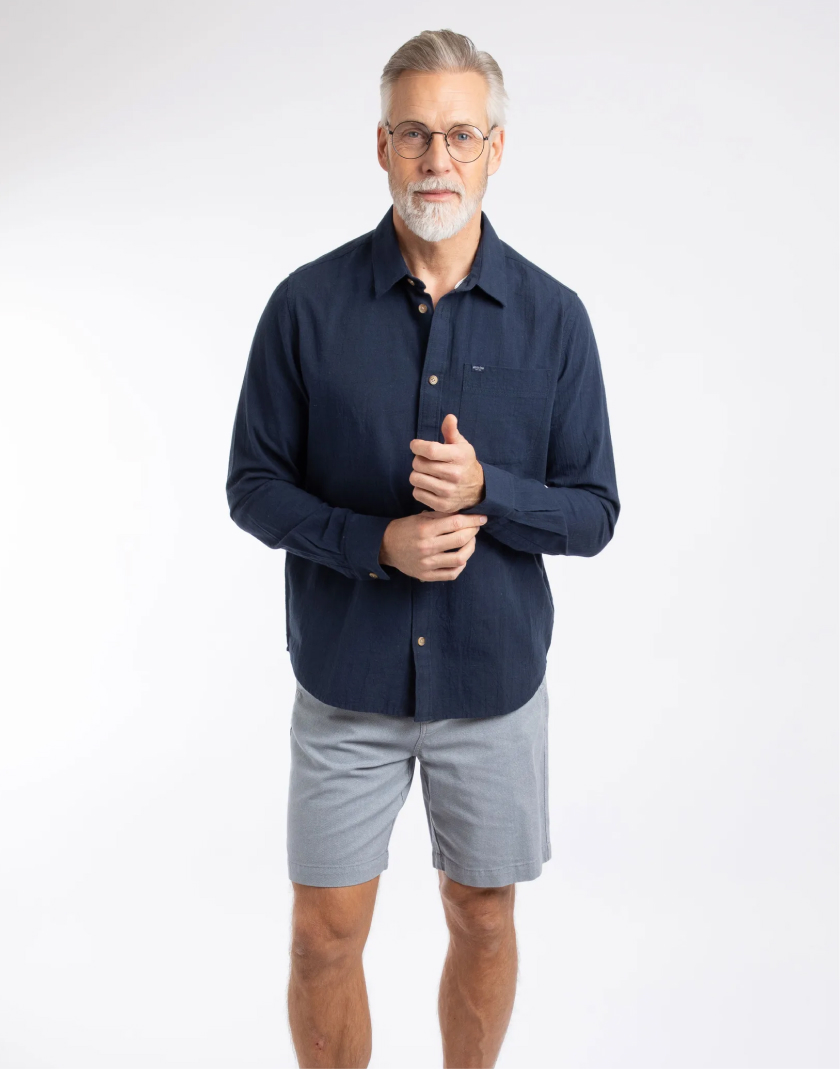Charleston Textured Chino Shorts Denim Blue