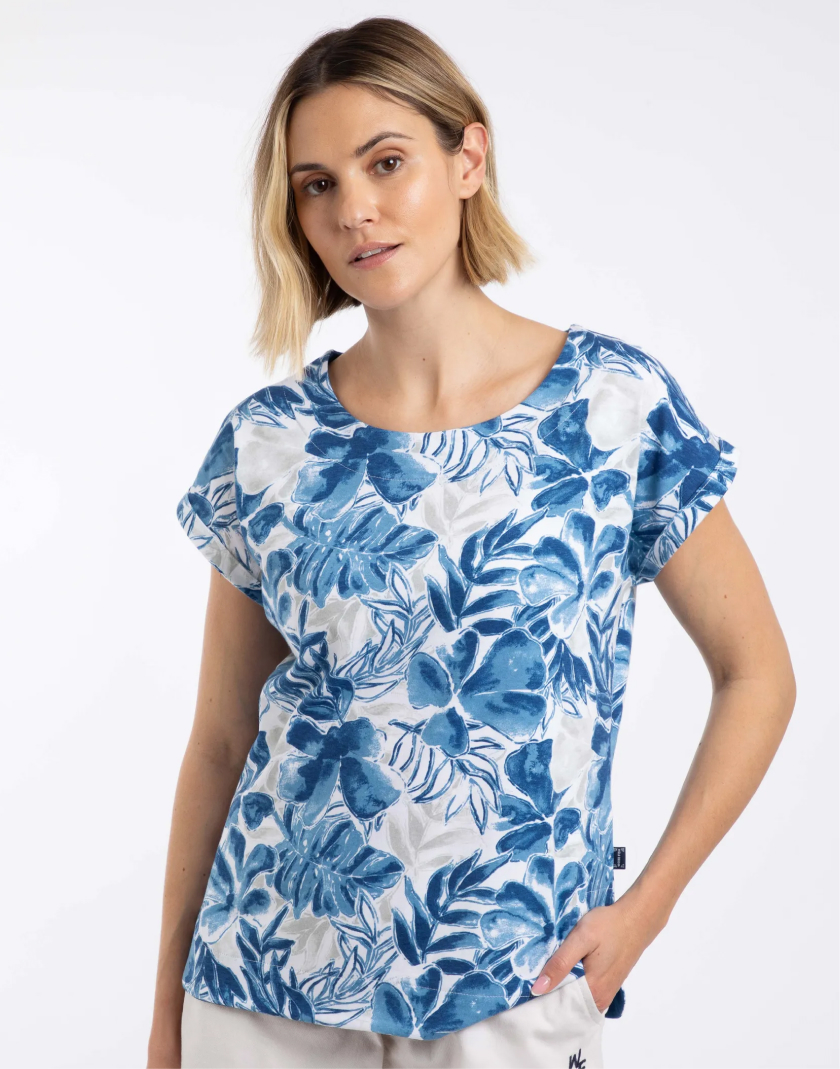 Paw Paw Printed Jersey T-Shirt Estate blue
