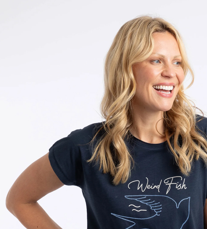 Glide Front Print Graphic T-Shirt Navy