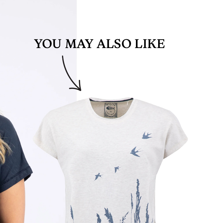 Swooping Swallows Front Print Graphic T-Shirt Oatmeal Marl