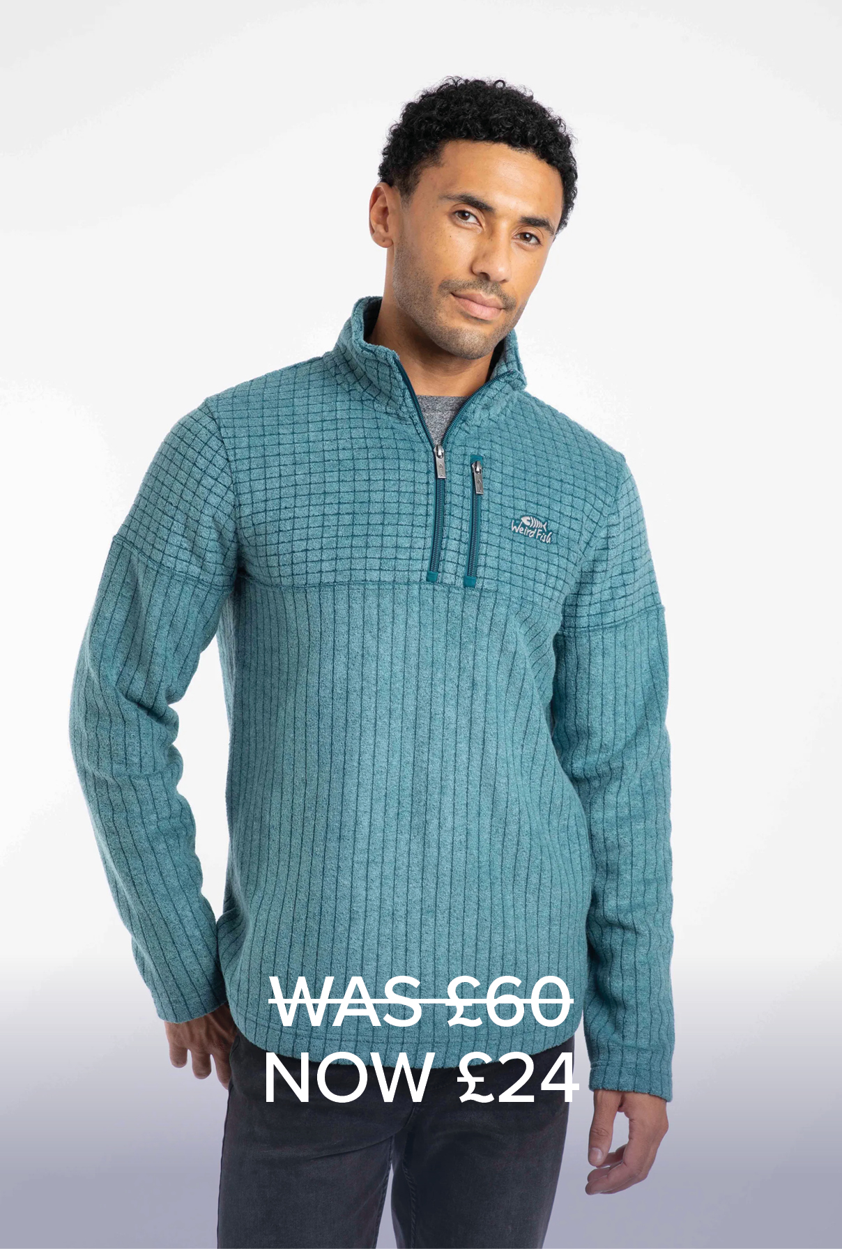 Longmont Eco 1/4 Zip Stripe Grid Fleece Deep Sea Blue