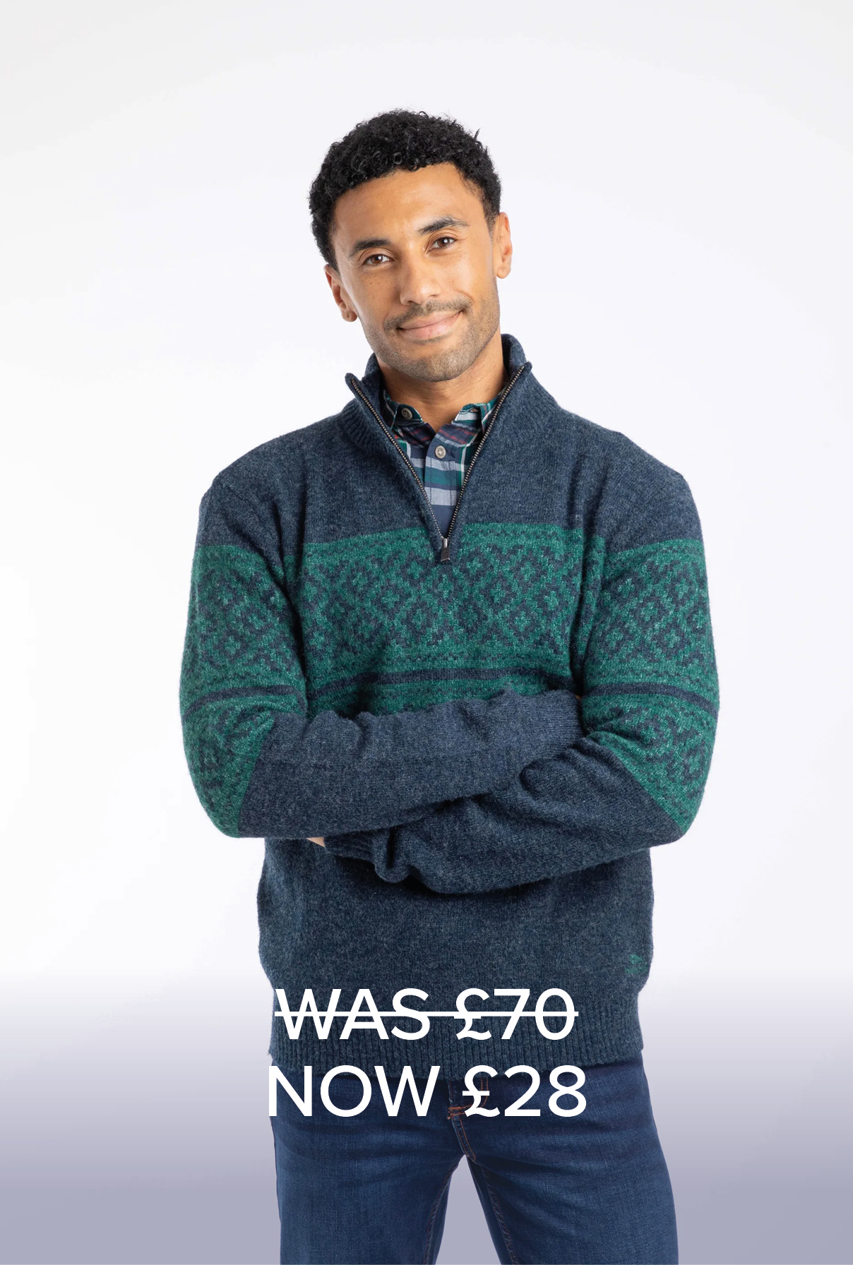Kilnworth 1/4 Zip Fair Isle Jumper Navy
