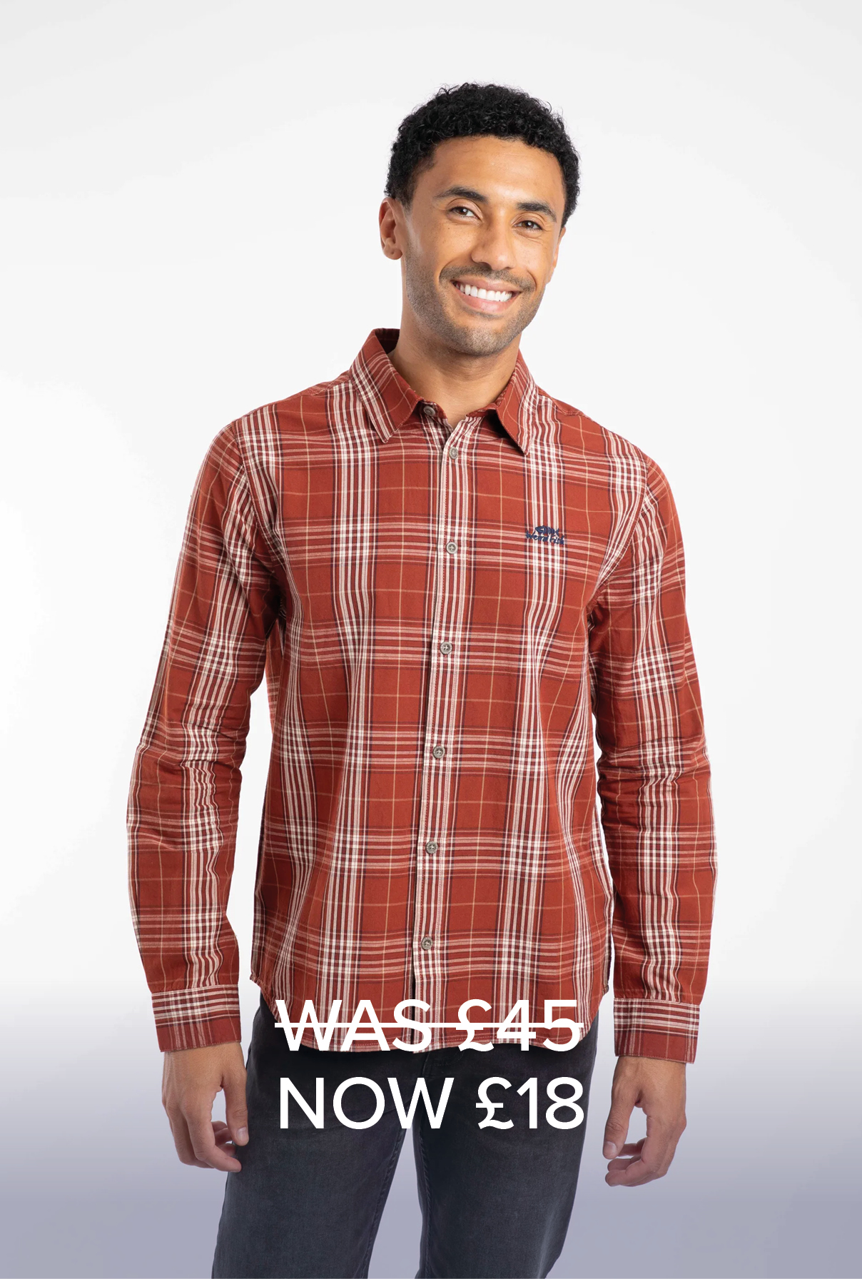 Lando Long Sleeve Check Shirt Rust Leaves