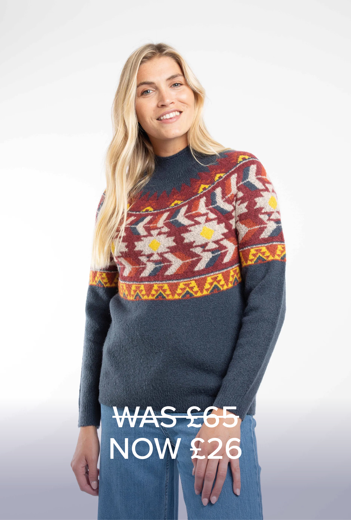 Arelia Ikat Knitted Jumper Navy
