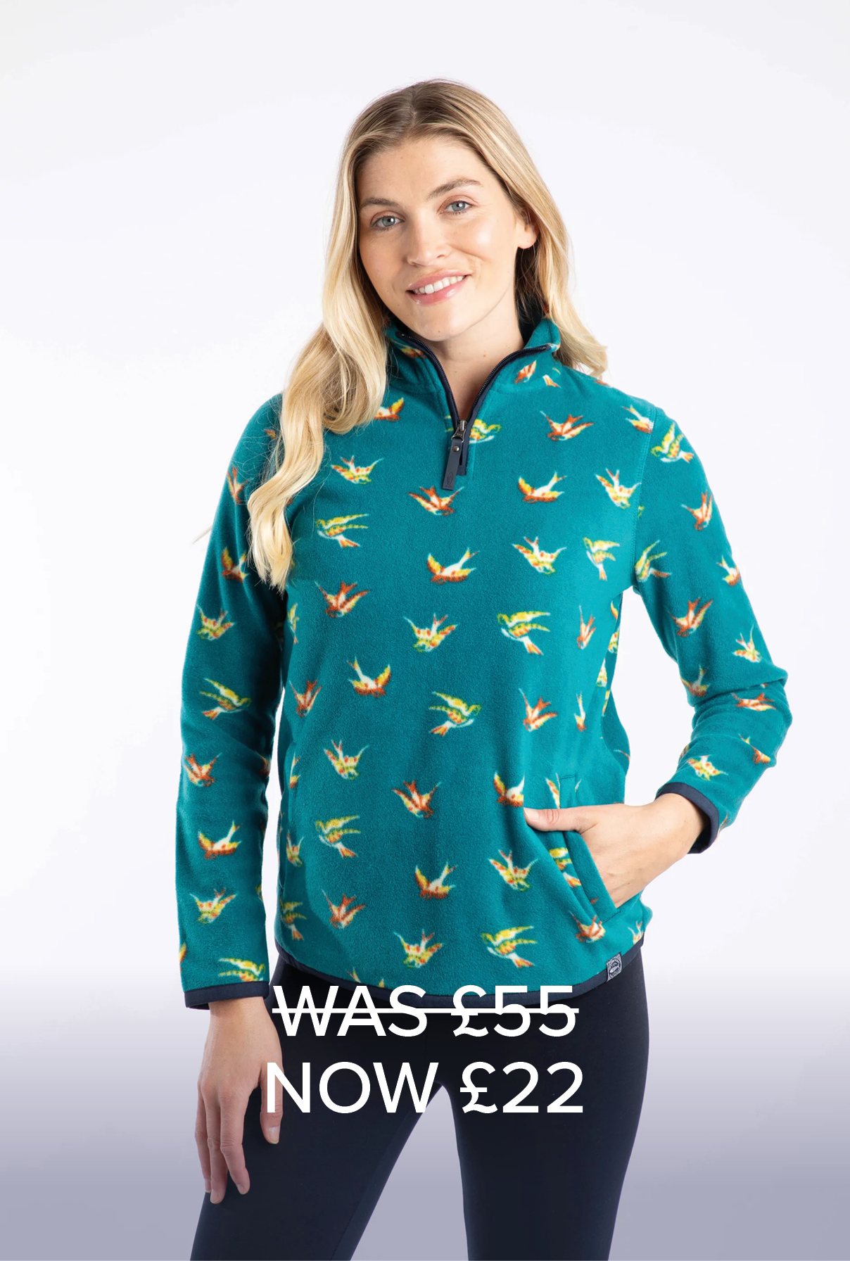 Reena 1/4 Zip Printed Microfleece Forest Night