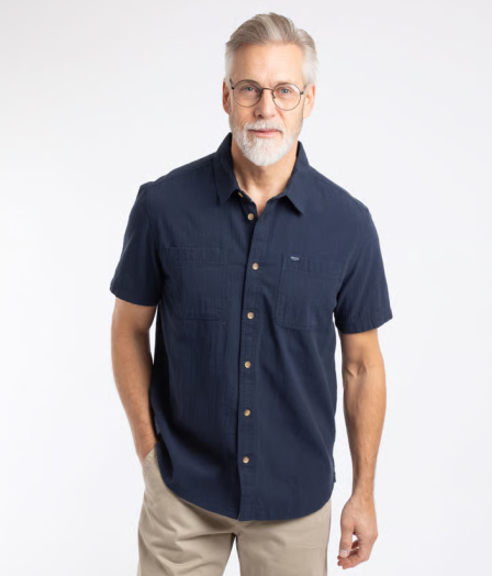 Hinton Textured Crepe Shirt Navy