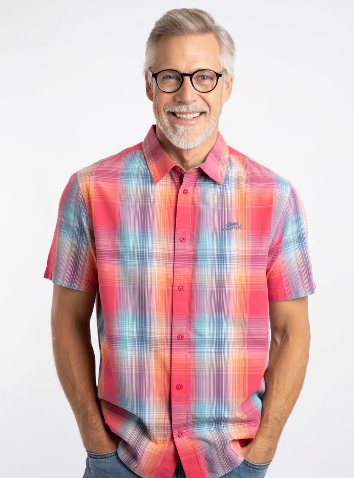Judd Short Sleeve Check Shirt Flamingo