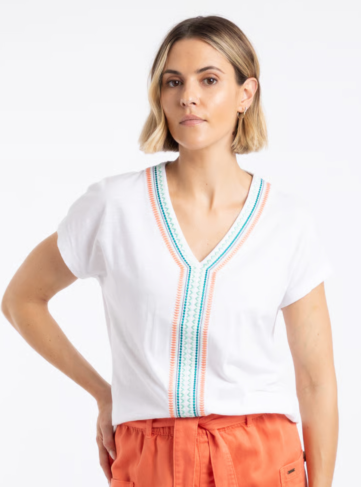 Lomie Embroidered T-Shirt White