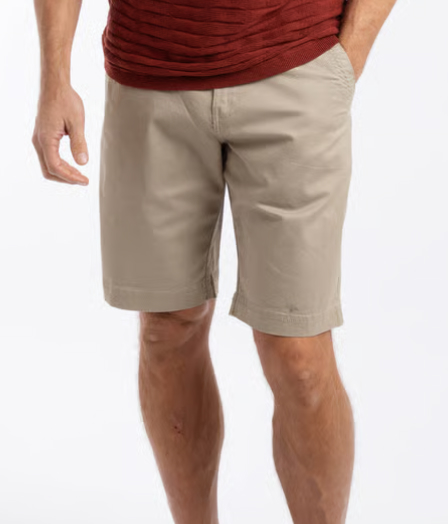 Rayburn Cotton Flat Front Shorts Flint Stone
