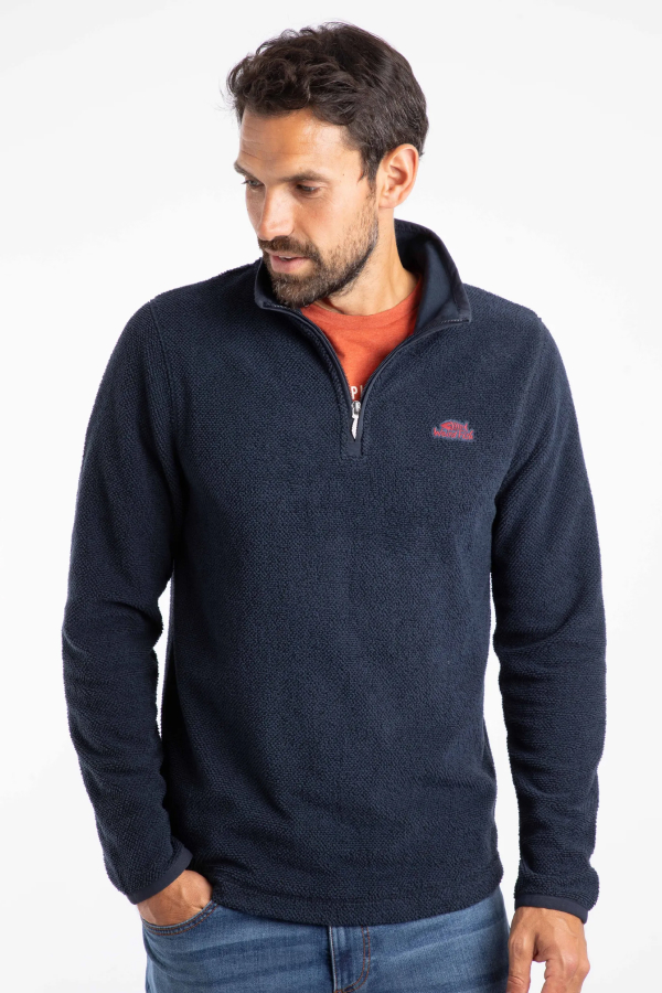 Errill 1/4 Zip Textured Fleece Midnight