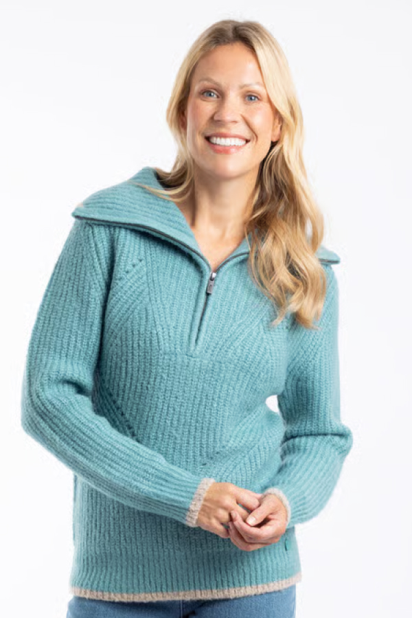 Reza 1/4 Zip Knitted Jumper Smoked Blue