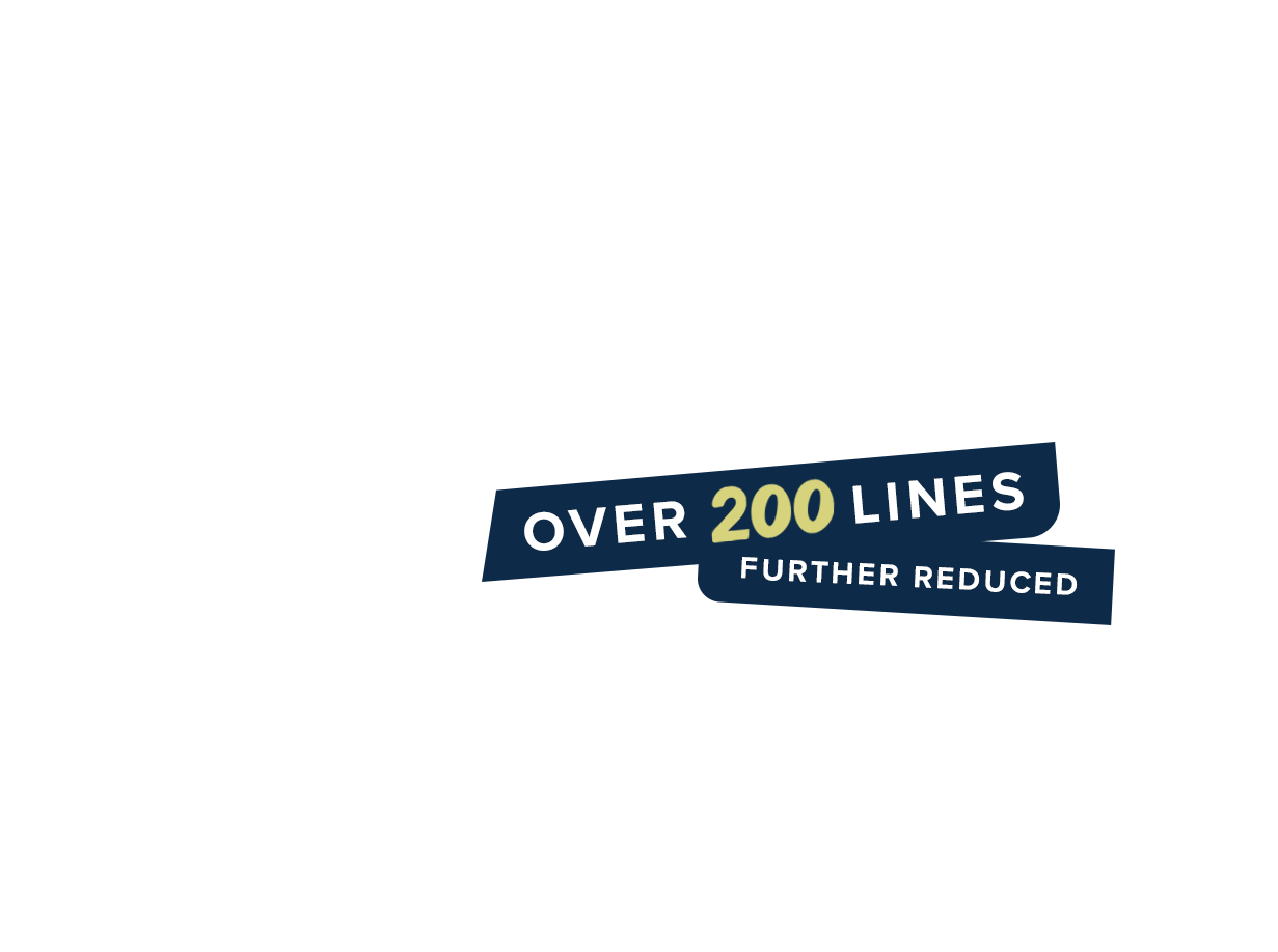 Sale Over 200 lines further reduced