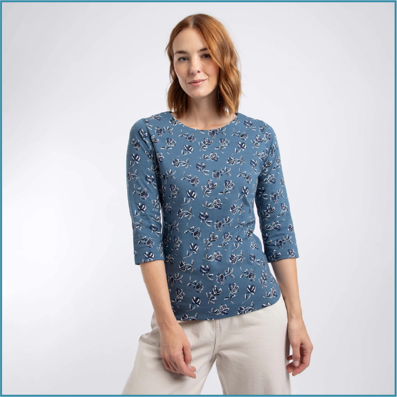 Rachel Printed Jersey T-Shirt Adriatic Blue