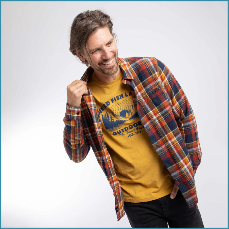 Broxton Long Sleeve Herringbone Check Shirt Dark Navy