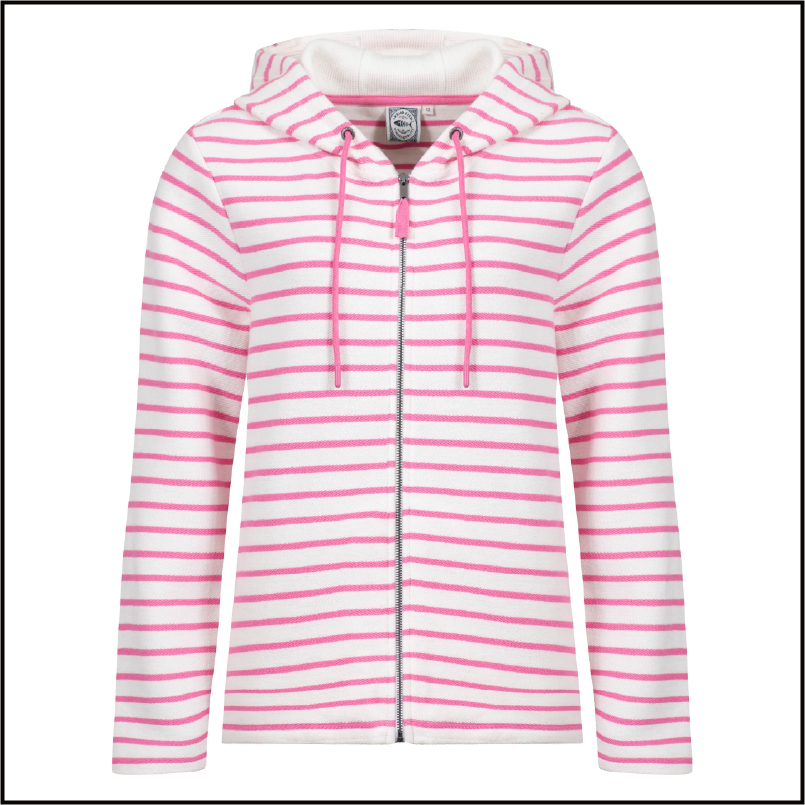 Catalina Striped Full Zip Hoodie Peony