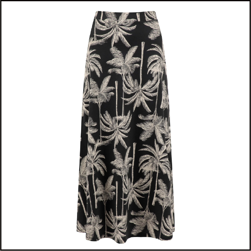 Eloriah Printed Jersey Midi Skirt Black