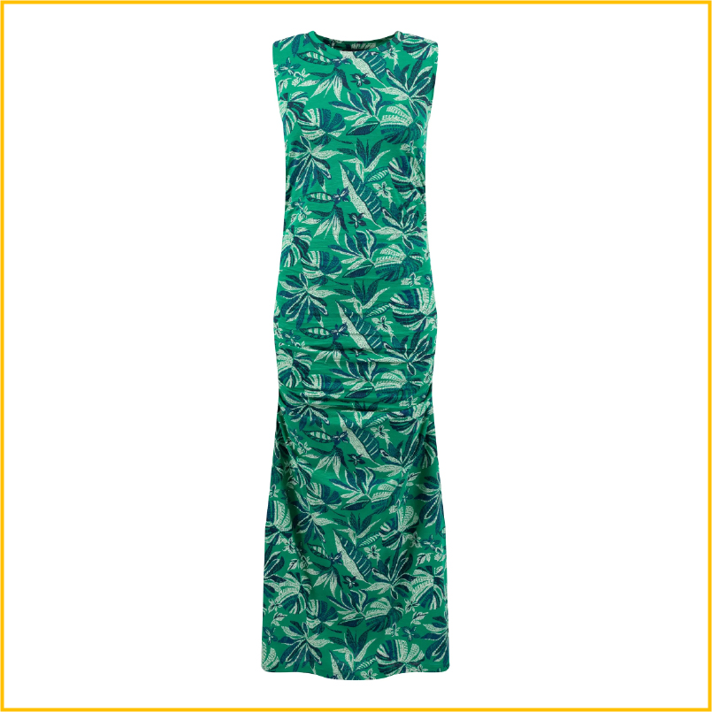 Tansley Printed Sleeveless Midi Dress Cactus Green
