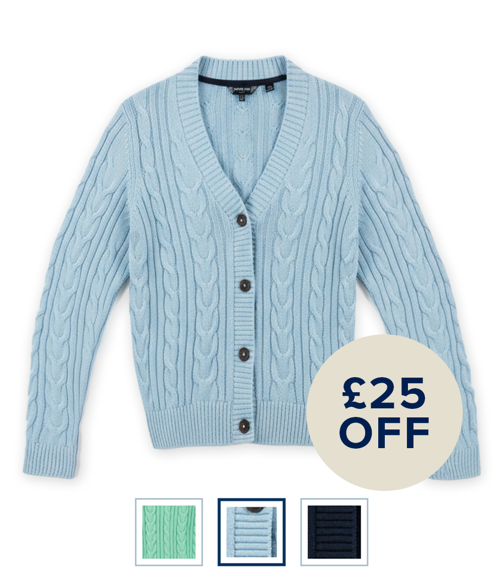 Constance Cable Knit Cardigan Skyway