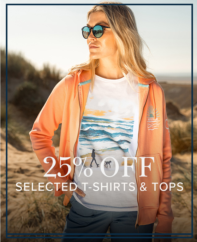 25% off selected t-shirts and tops