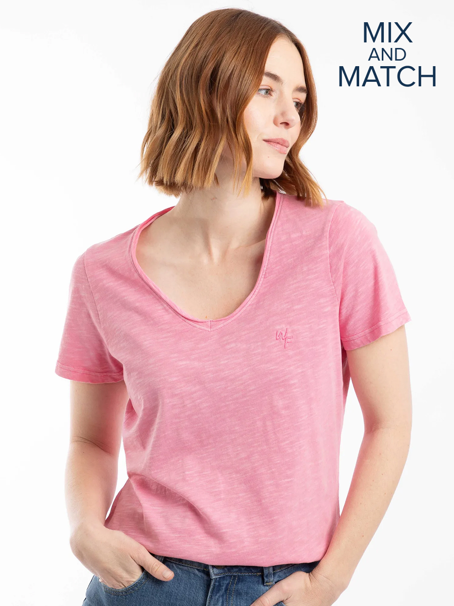 Hailey V-Neck T-Shirt Peony