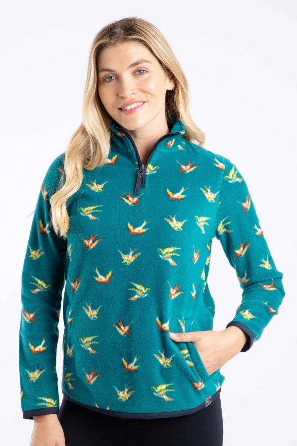 Reena 1/4 Zip Printed Microfleece Forest Night