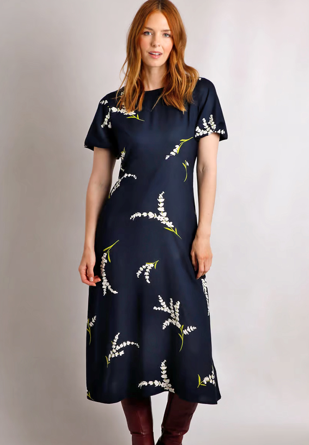 Everly LivaEco™ Printed Viscose Dress Rich Navy