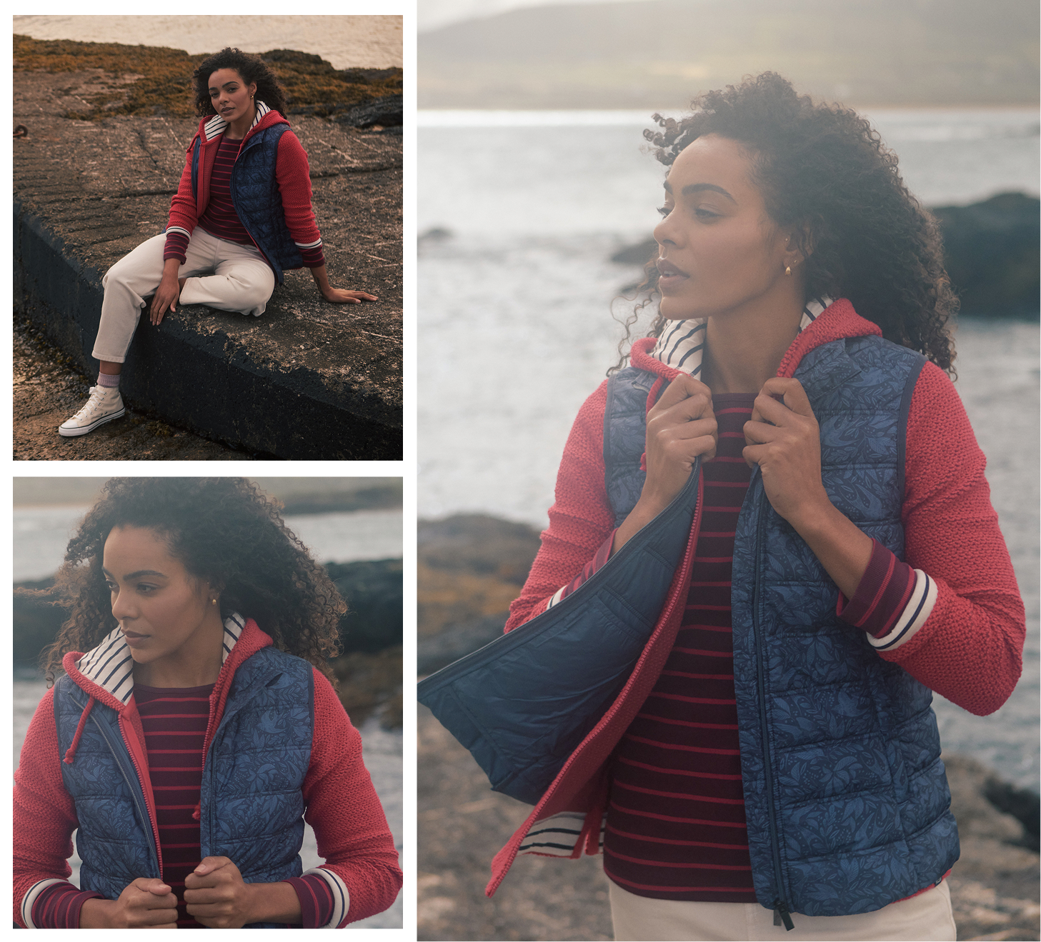 Fima Printed Showerproof Gilet Rich Navy