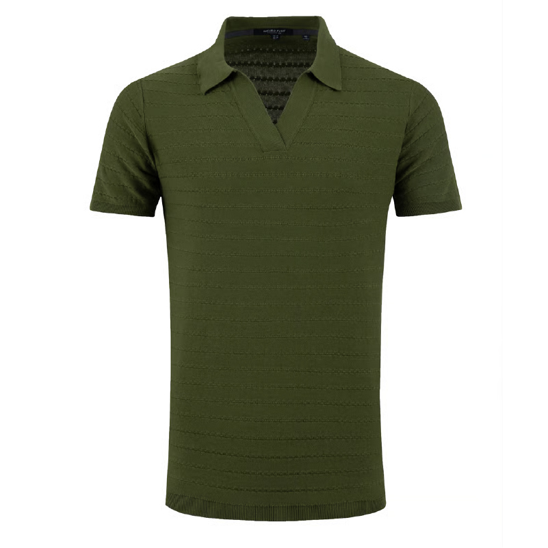 Tyne Trophy Neck Knitted Polo Shirt Ginko Green