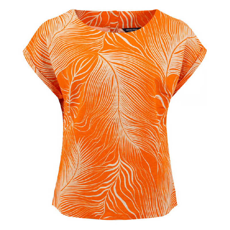 Kissimmee Printed Linen Rich Top Orange Peel