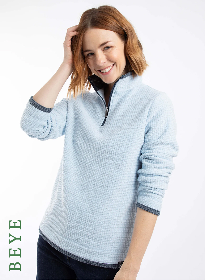 Beye 1/4 Zip Grid Fleece Cool Blue
