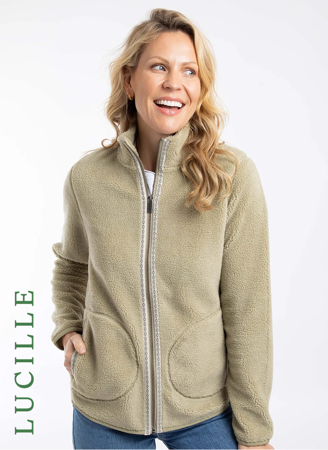 Lucille Lightweight Full Zip Borg Fleece Laurel Green
