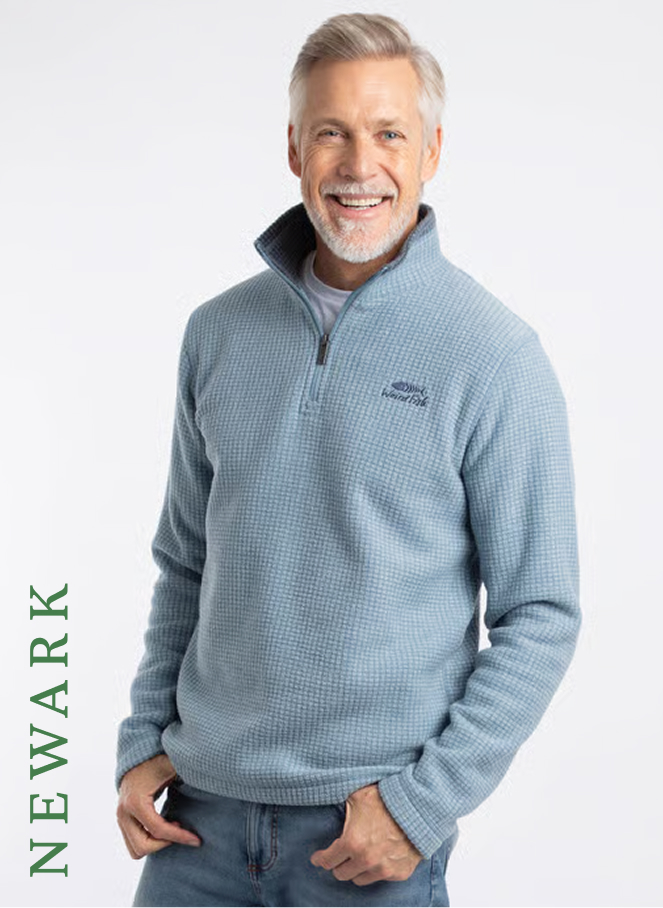Newark 1/4 Zip Grid Fleece Light Blue