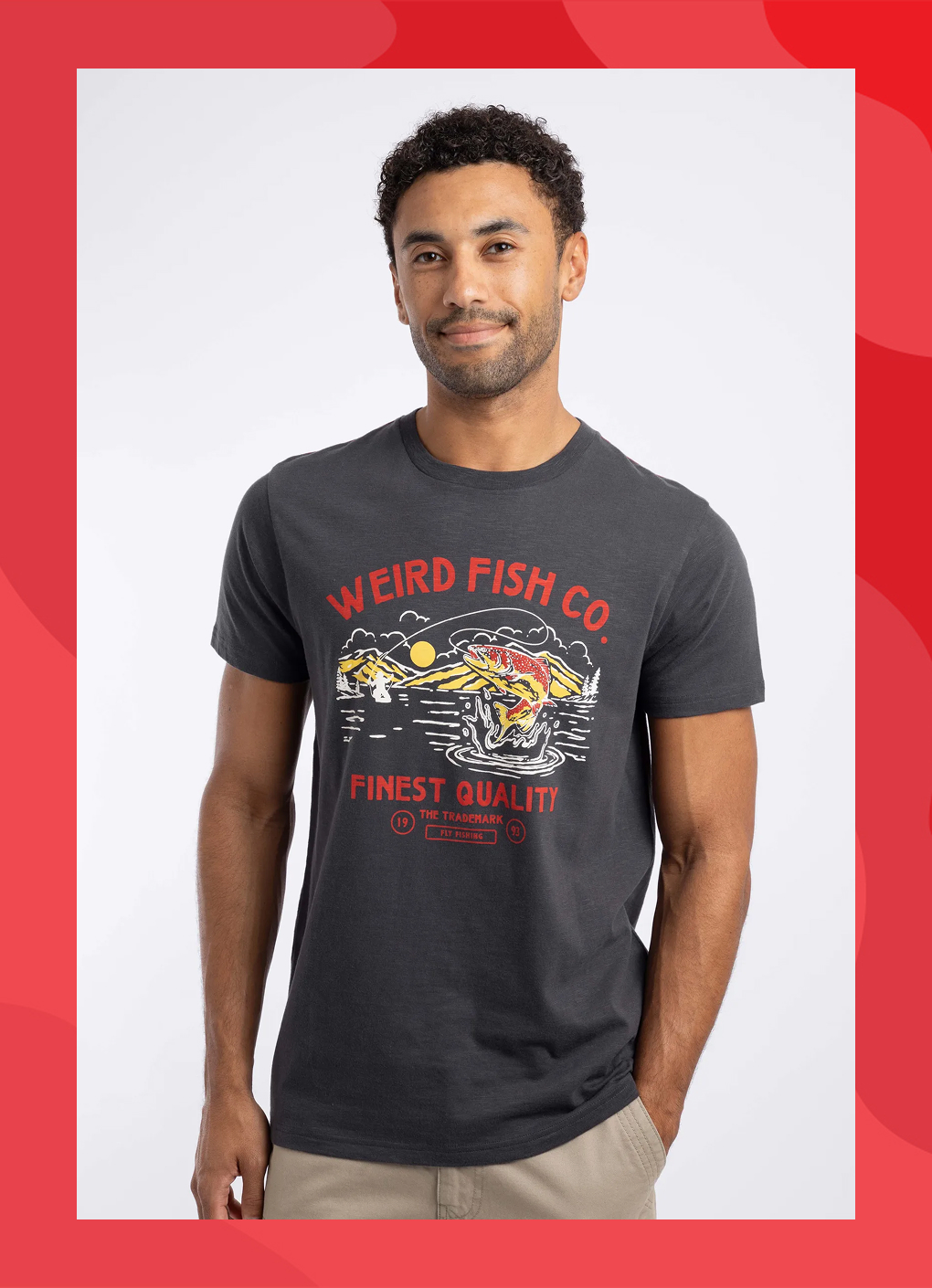 Fish Out Of Water Front Print Graphic T-Shirt Coal