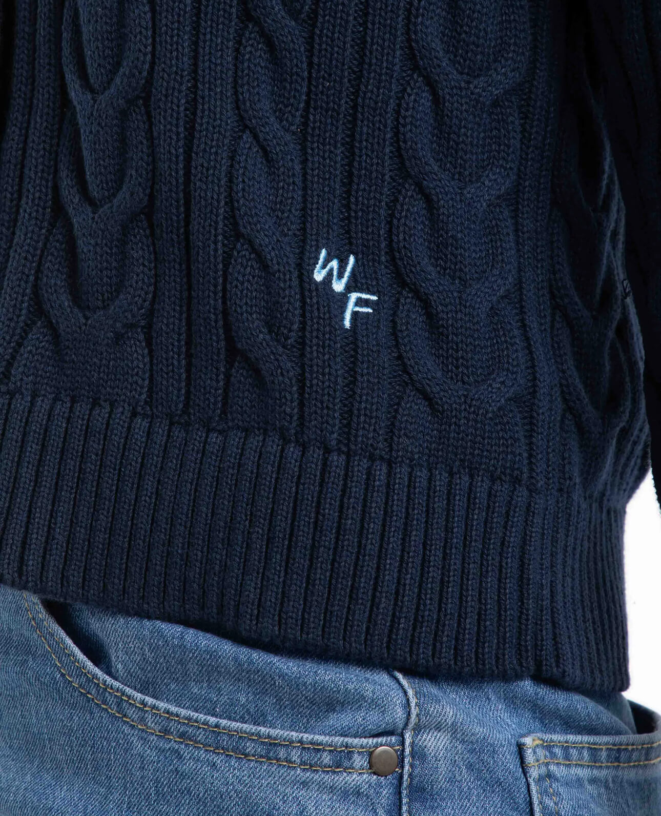 Constance Cable Knit Cardigan Navy