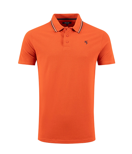 Dylan Organic Cotton Tipped Collar Polo Shirt Rust Leaves