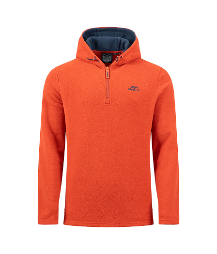 Gervase 1/4 Zip Microfleece Hoodie Rust Leaves
