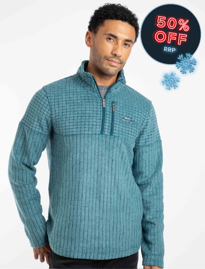 Longmont Eco 1/4 Zip Stripe Grid Fleece Deep Sea Blue