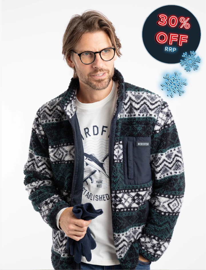 Lucian Full Zip Jacquard Borg Fleece Navy