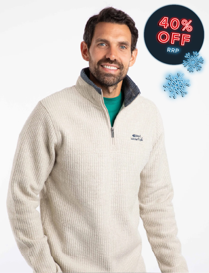 Newark 1/4 Zip Grid Fleece Ecru