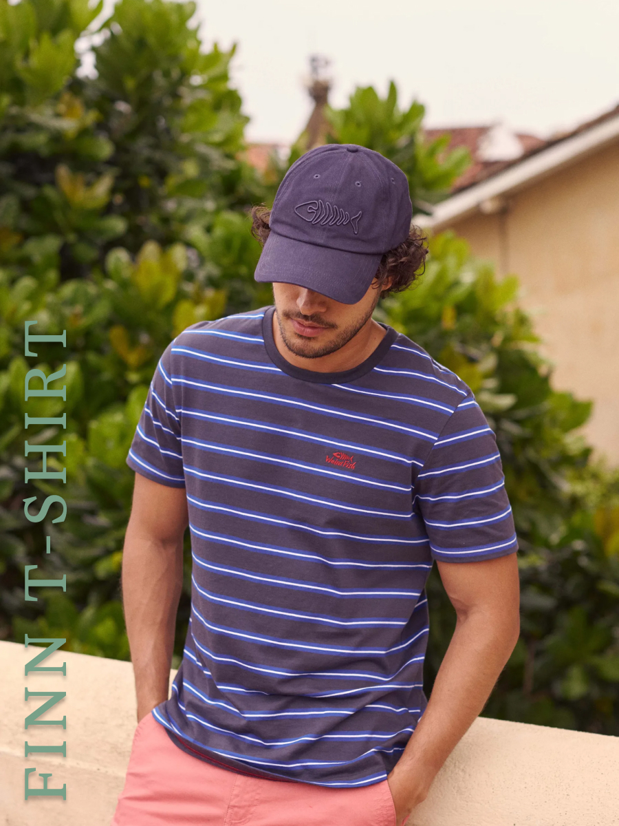 Finn Striped Branded T-Shirt Mazarine Blue