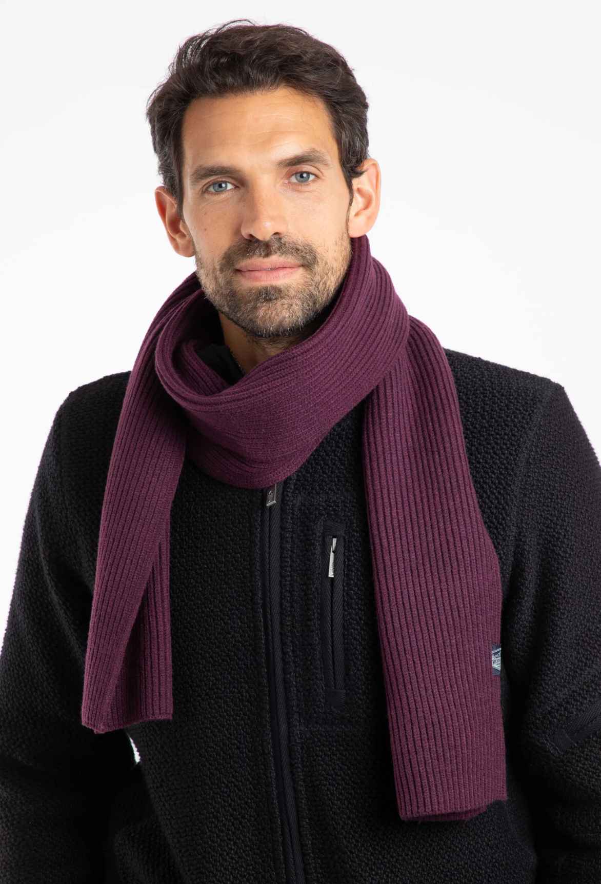 Stornoway Ribbed Scarf Aubergine