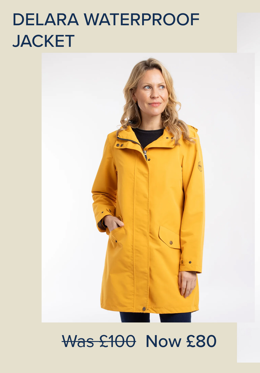 Delara Waterproof Jacket Mustard