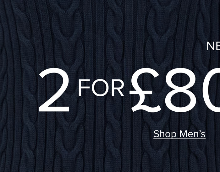 2 for £80 mix & match on cable knitwear