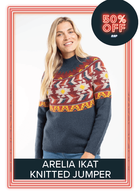 Arelia Ikat Knitted Jumper Navy